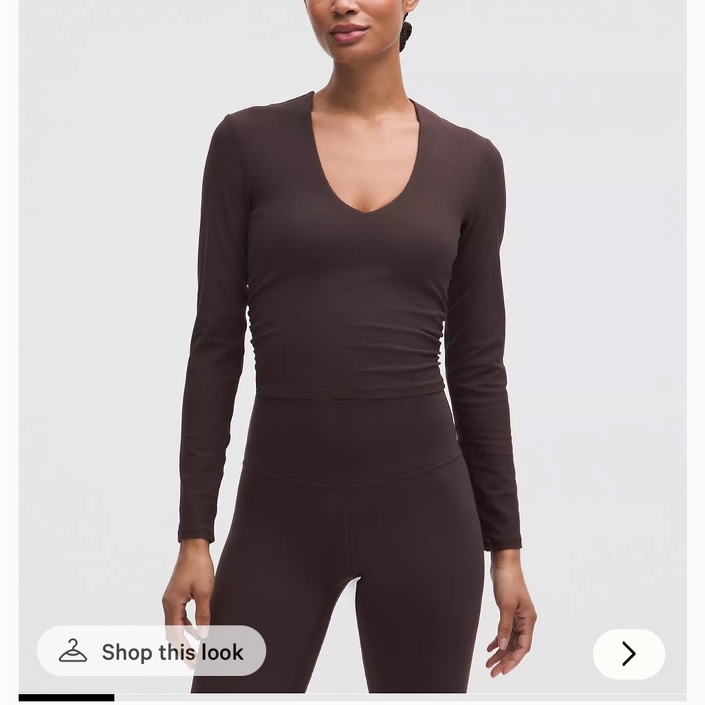 lululemon athletica Women's Long-Sleeve V-Neck Top in Sequoia